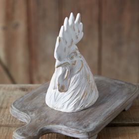 Rooster Head Sculpture - Handcrafted Farmhouse Decor for Home or Garden