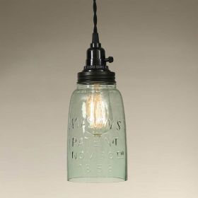 Half Gallon Open Bottom Mason Jar Pendant Lamp - Rustic Brown