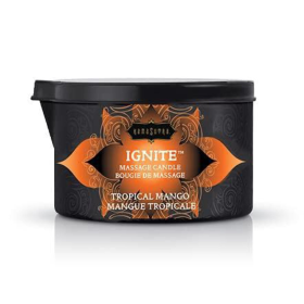 KAMA SUTRA Ignite Massage Candle with Coconut Oil and Soy Based Wax-Free Formula â€“ Tropical Mango Scented, 6 oz/170 g