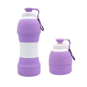 Silicone folding water bottle (Color: purple)