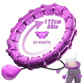 1pc Smart Weighted Hula Hoops, Fitness Weight Loss Gear, With Detachable Knots & Adjustable Weight (Color: purple, size: 30 Konts)